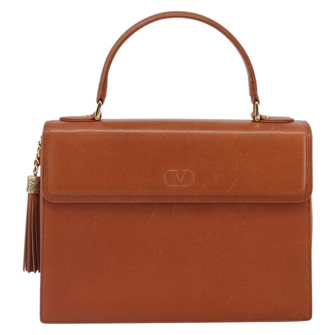 Valentino Garavani VSling Brown Leather Top Handle Purse Italy: Valentino Garavani VSling Brown Leather Top Handle Purse Italy This Valentino Garavani VSling Top Handle Bag is crafted from brown leather and designed for women. The bag features a structured silhoue