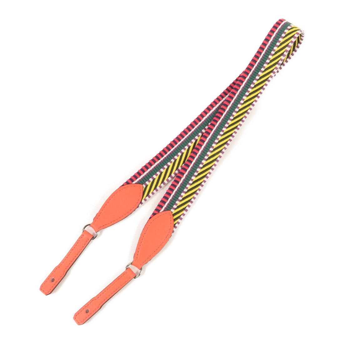 HERMES Cavale To Go Multicolor Canvas Shoulder Strap: HERMES Cavale To Go Multicolor Canvas Shoulder Strap Elevate your style with this HERMES Cavale To Go Strap, a versatile shoulder strap crafted from durable multicolor canvas. Ideal for adding a pop o