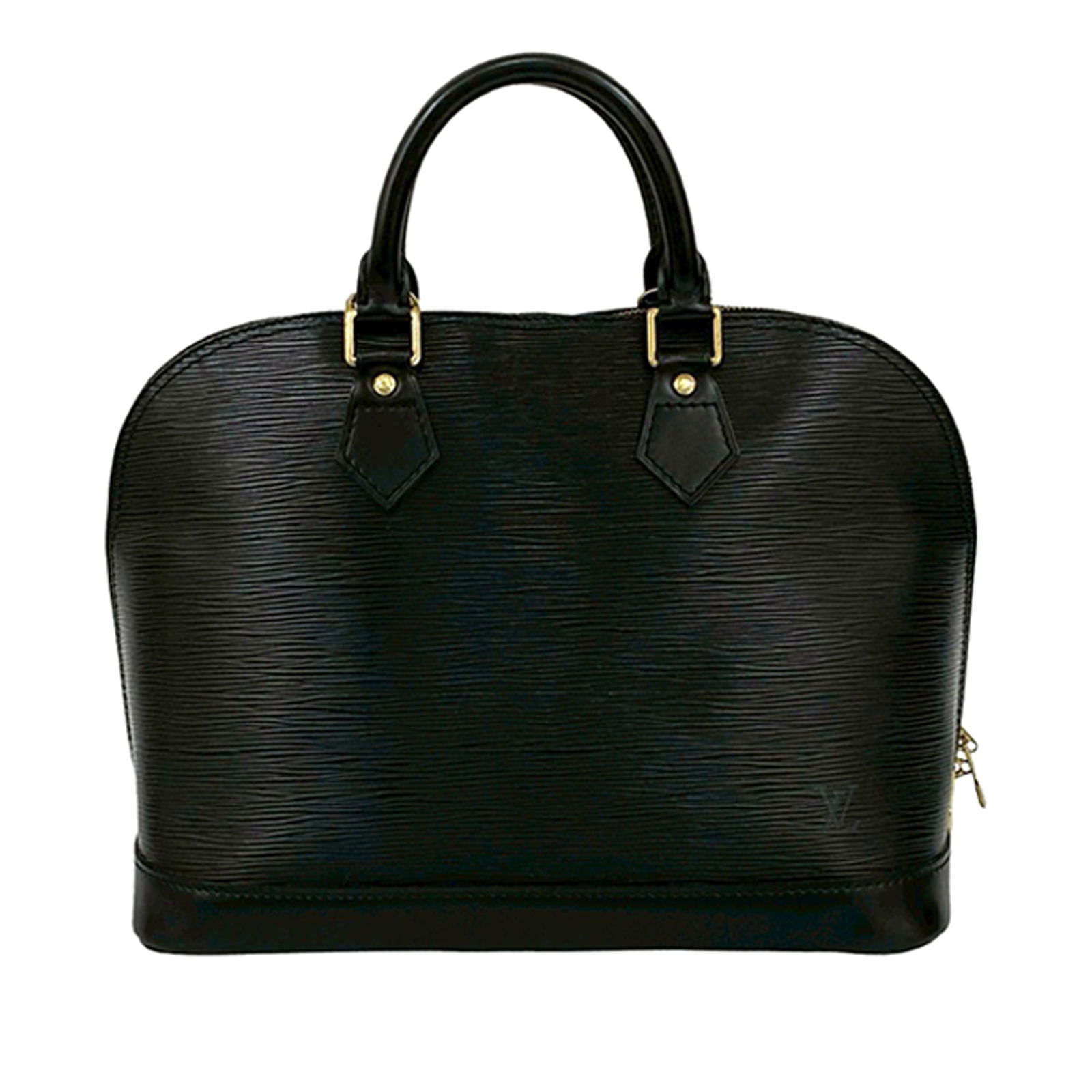 Louis Vuitton Alma PM Black Epi Leather Handbag France: Louis Vuitton Alma PM Black Epi Leather Handbag France The Louis Vuitton Epi Alma PM features a distinctive epi leather exterior in black, rolled handles, a top zip closure, and interior slip pockets.