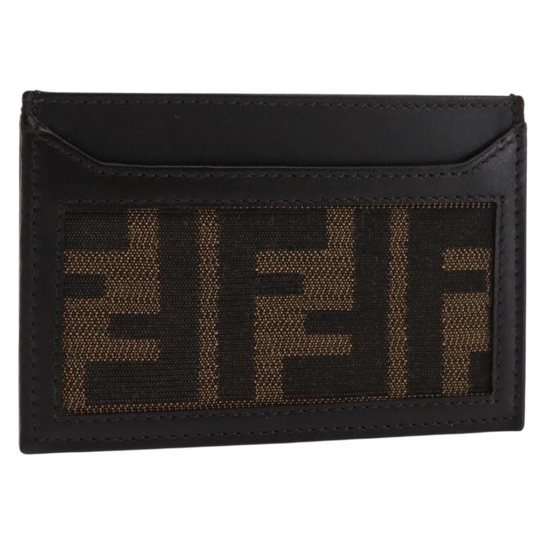 FENDI Zucca Canvas Card Case Black Brown Auth Italy (1 of 18)