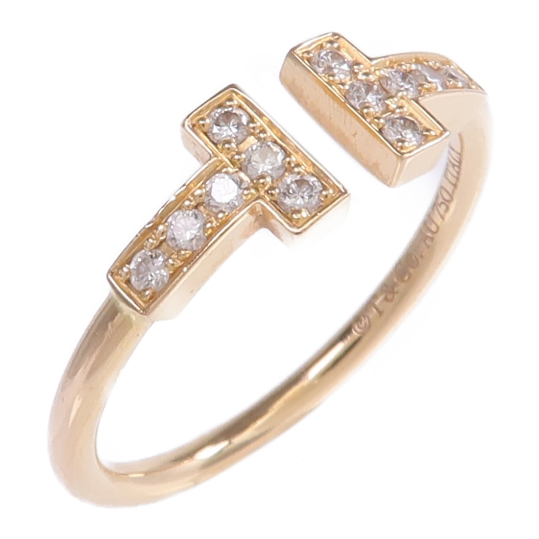 T Diamond Wire Ring in 18K Rose Gold with Diamond by Tiffany US Size 6.75 (1 of 8)