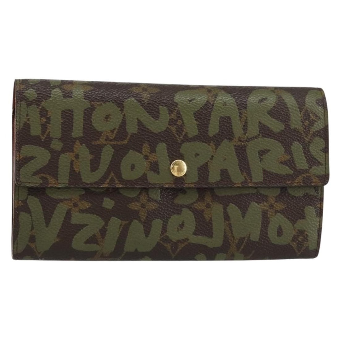 LOUIS VUITTON Graffiti Long Wallet Khaki M92188 Auth France: LOUIS VUITTON Graffiti Long Wallet Khaki M92188 Auth France This Louis Vuitton Graffiti Porte Monnaie Credit Wallet combines classic style with a contemporary twist, featuring a Monogram Graffiti Canv