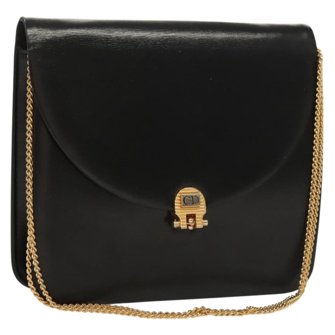 Dior Black Leather Vintage Chain Flap Shoulder Bag: Dior Black Leather Vintage Chain Flap Shoulder Bag This Christian Dior vintage chain flap shoulder bag is crafted from black leather and features a classic shoulder strap design. It is pre-owned and s