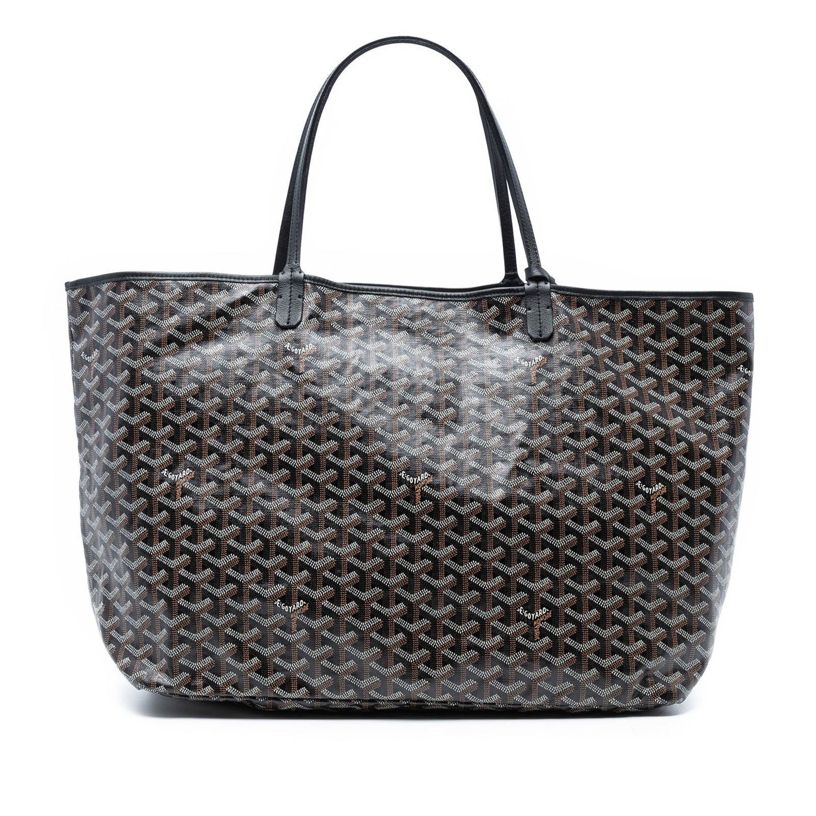 Goyard Saint Louis GM Black Coated Canvas Handbag: Goyard Saint Louis GM Black Coated Canvas Handbag The Goyardine Saint Louis GM is a stylish and practical tote bag crafted from durable coated canvas with elegant leather trim. This bag features flat