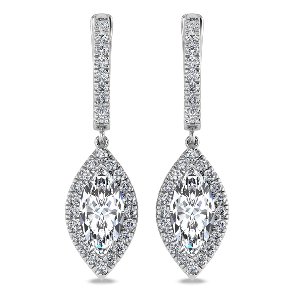 14K White Gold Lab Grown Diamond 2 1/2 ct.tw. Fashion Earrings: 14K White Gold Lab Grown Diamond 2 1/2 ct.tw. Fashion Earrings Designed to captivate, these white gold earrings showcase 2 1/2 Ct.Tw. of lab-grown diamonds, blending luxury with contemporary elegance.