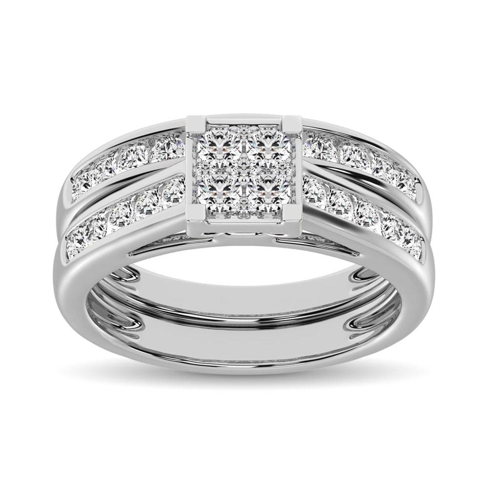 10K White Gold 1 Ct.Tw. Diamond Bridal Ring: 10K White Gold 1 Ct.Tw. Diamond Bridal Ring This amazing bridal ring is available in 10K White Gold. There are 30 round diamonds with a total carat weight of 1 Ct.Tw. set in a channel / prong setting.