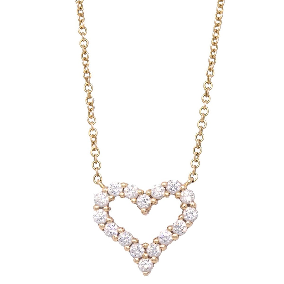 Tiffany & Co. Sentimental Heart Charm Necklace AU750 Gold Diamond: Tiffany & Co. Sentimental Heart Charm Necklace AU750 Gold Diamond This exquisite Tiffany & Co. Sentimental Heart Pendant Necklace features a charming heart-shaped design crafted from high-quality AU75