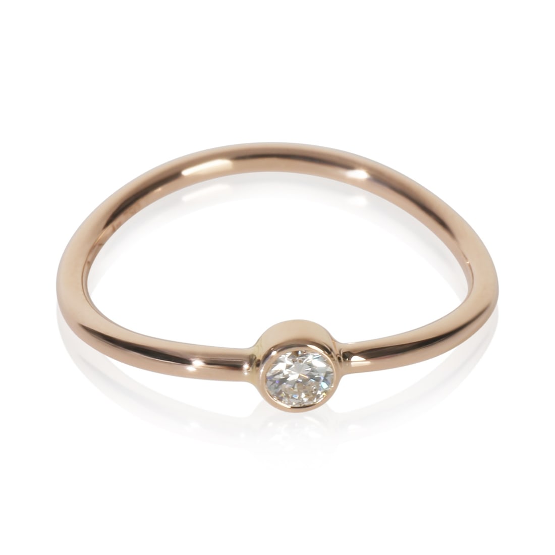 Elsa Peretti 18k Rose Gold Diamond Wave Ring by Tiffany Size 4: Elsa Peretti 18k Rose Gold Diamond Wave Ring by Tiffany Size 4 This Tiffany & Co. Elsa Peretti Single Row Wave ring features a round brilliant diamond set in 18k rose gold. With a delicate single diam