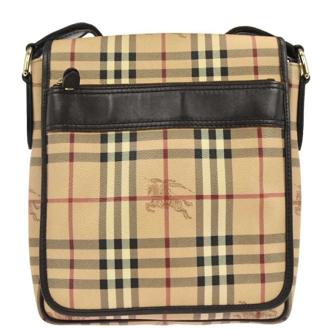 Burberry House Check Crossbody Bag in Beige and Brown Leather PVC (1 of 10)