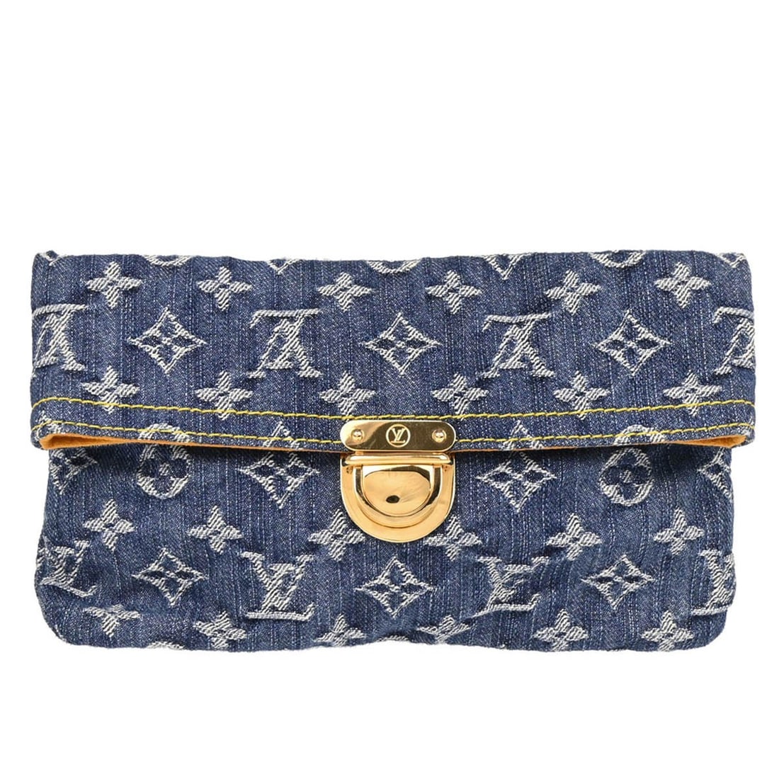 Louis Vuitton Blue Monogram Denim Pochette Plat Clutch Bag M95007 (1 of 10)