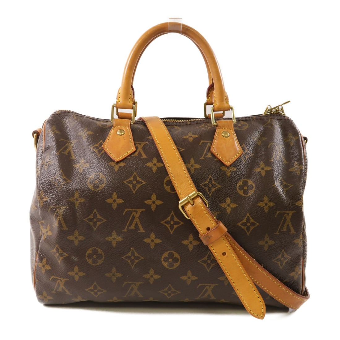 Louis Vuitton Speedy Bandouliere 30 Brown Canvas Shoulder Bag with Gold Hardware (1 of 13)