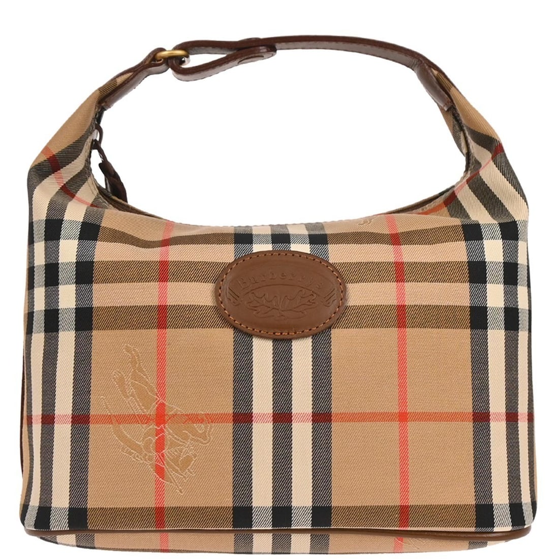 Burberrys House Check Beige Canvas Leather Top Handle Bag (1 of 10)