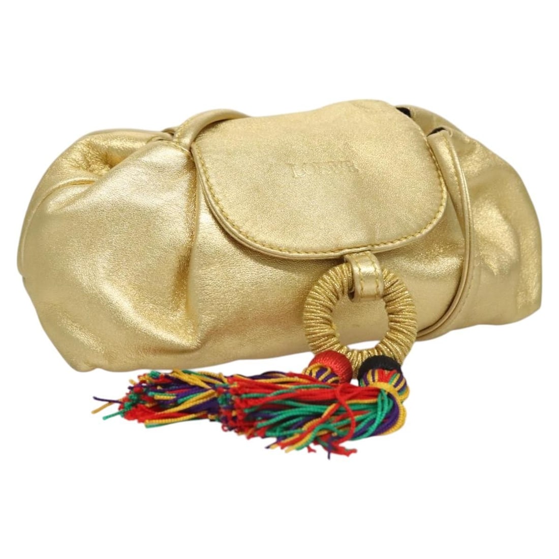 Vintage Loewe Gold Leather Crossbody Bag for Women 21cm by 9cm by 8cm: Vintage Loewe Gold Leather Crossbody Bag for Women 21cm by 9cm by 8cm This vintage Loewe crossbody bag for women features gold leather with a compact design. It shows slight wear including minor rubbi