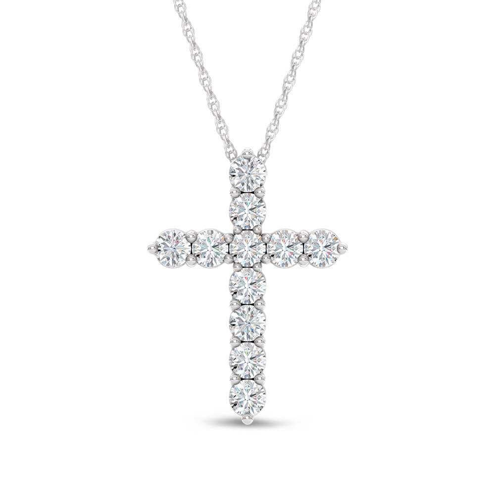 10K White Gold Lab Grown Diamond 7/8 Ct.Tw. Cross Pendant (1 of 4)