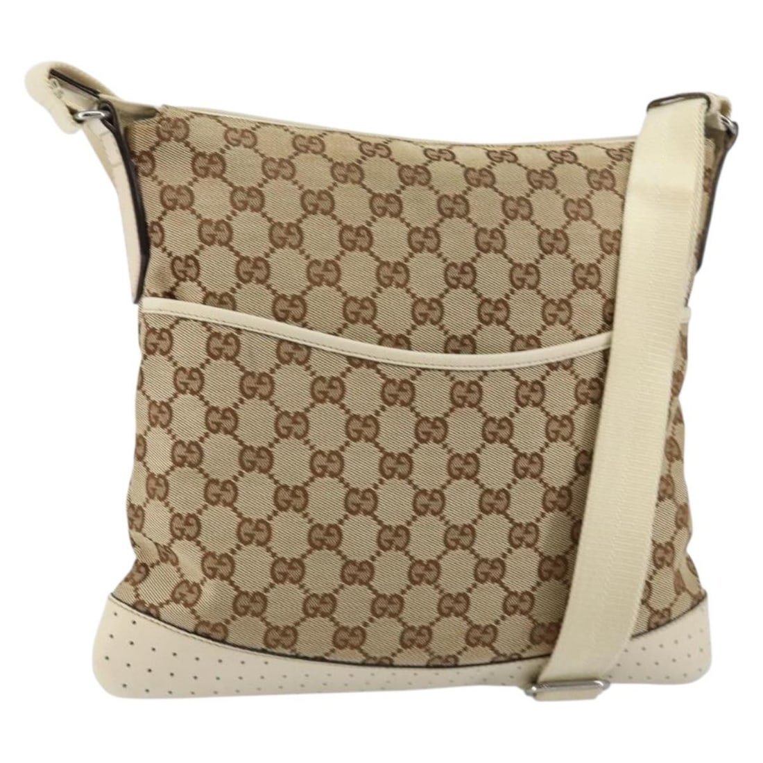 Zip Messenger Bag Beige GG Canvas and Perforated Leather by Gucci (1 of 18)