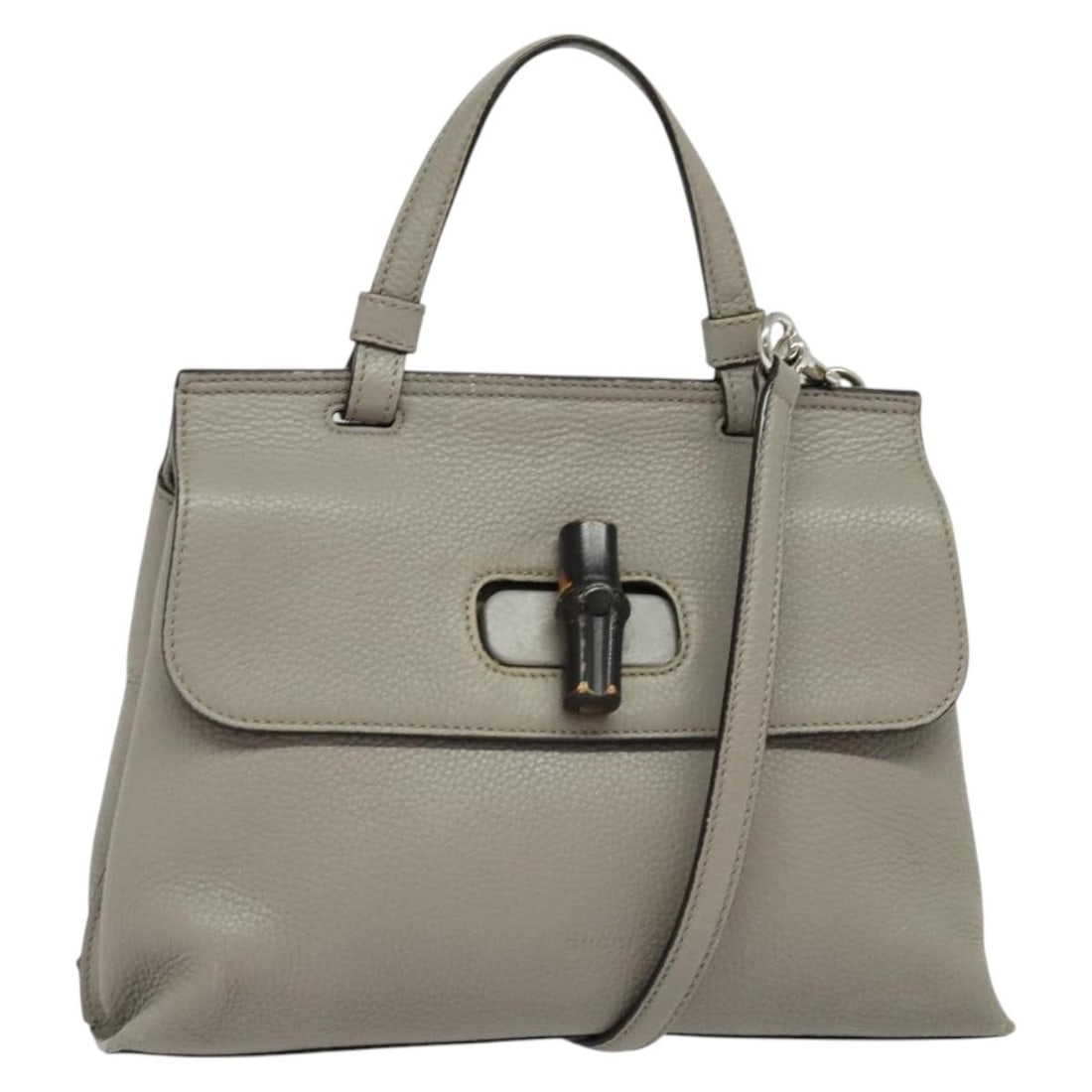 GUCCI Bamboo Daily Hand Bag Leather Gray Silver 370831 2-Way Italy: GUCCI Bamboo Daily Hand Bag Leather Gray Silver 370831 2-Way Italy Elevate your accessory collection with the GUCCI Bamboo Daily Hand Bag. This elegant handbag, crafted in Italy, features a sophistica