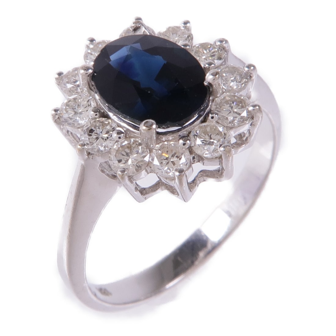 Elegant 18K White Gold Sapphire Diamond Ring Size 6 (1 of 7)
