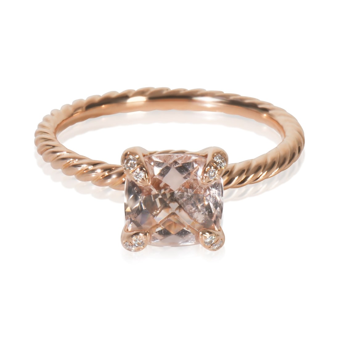 Morganite and Diamond Chatelaine Ring in 18k Rose Gold Size 7 (1 of 5)