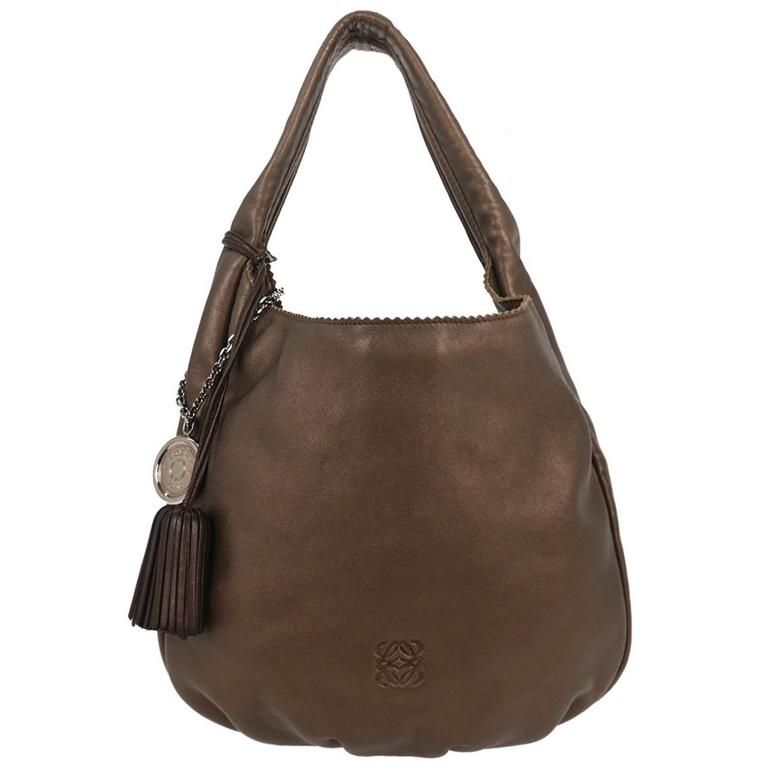 Loewe Viento Brown Lambskin Shoulder Bag 11x9 inches: Loewe Viento Brown Lambskin Shoulder Bag 11x9 inches Introducing the Loewe Brown Lambskin Viento Shoulder Bag, a perfect blend of style and functionality. This medium-sized shoulder bag features a sle