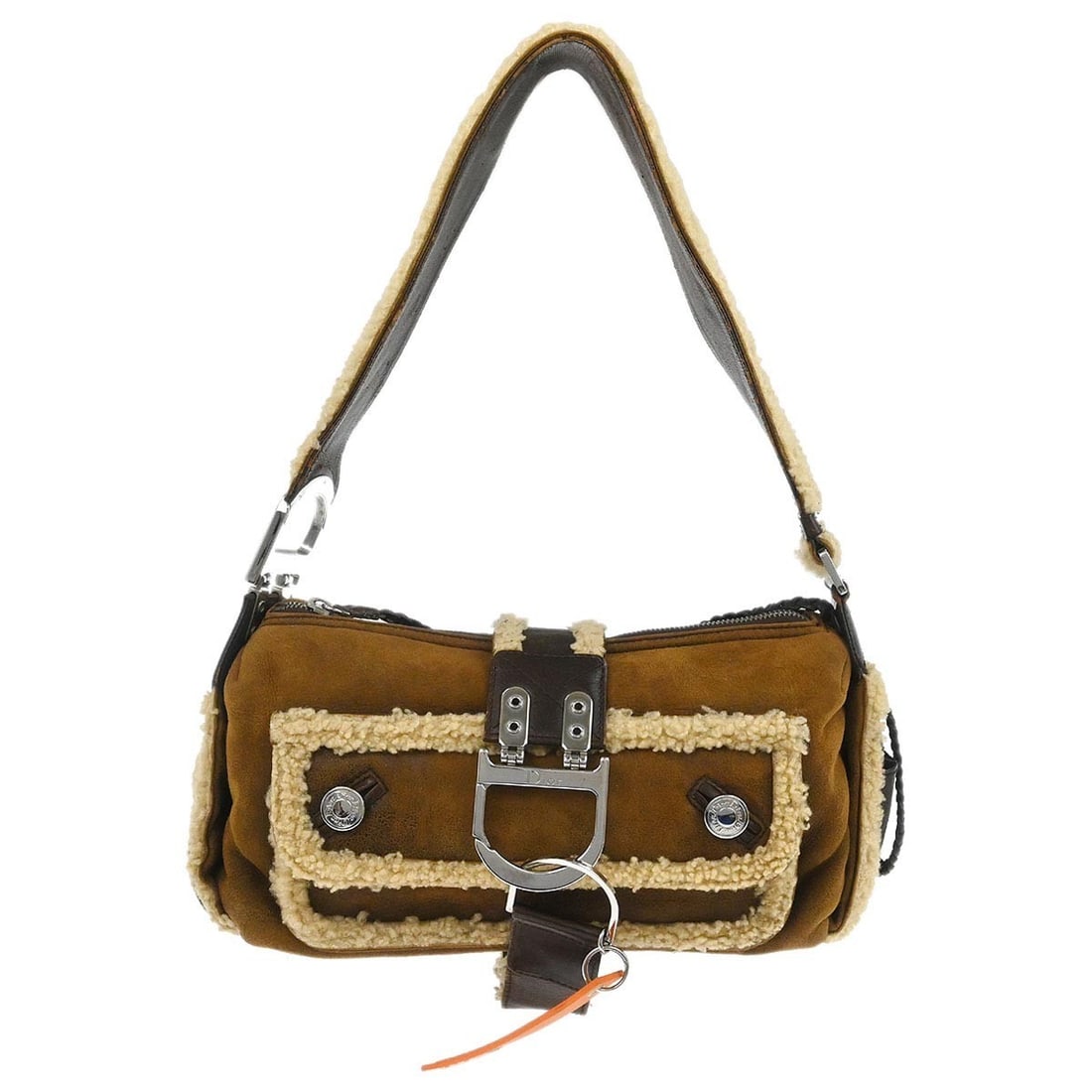 Dior Mouton Leather Brown Medium Flight Top Handle Bag 05-MA-0095: Dior Mouton Leather Brown Medium Flight Top Handle Bag 05-MA-0095 This Christian Dior brown Mouton flight handbag features a medium-sized design with a top handle and strap drop of 11 inches. Crafted