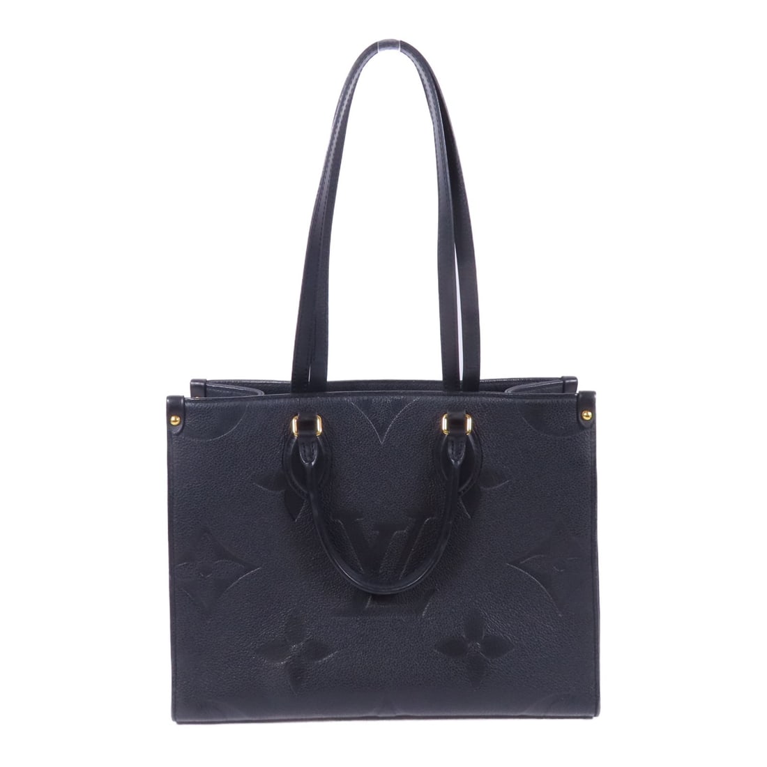 LOUIS VUITTON On The Go MM 2 Way Bag Black Calfskin GHW M45595: LOUIS VUITTON On The Go MM 2 Way Bag Black Calfskin GHW M45595 Elevate your style with the LOUIS VUITTON On The Go MM 2 Way Bag, crafted from luxurious calfskin and featuring a sleek black exterior. T