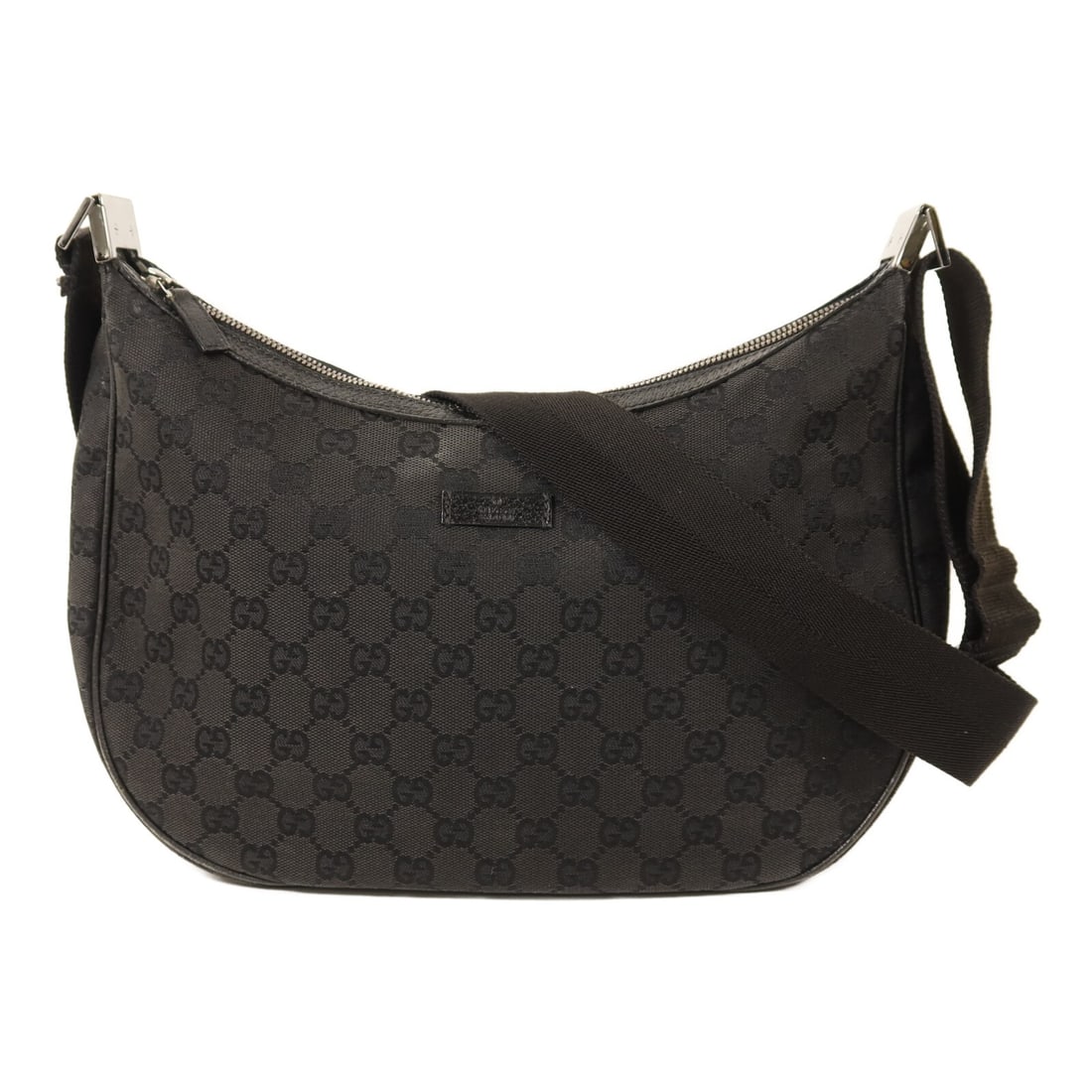 Black GG Canvas Gucci Shoulder Bag with Silver Tone Hardware (1 of 15)