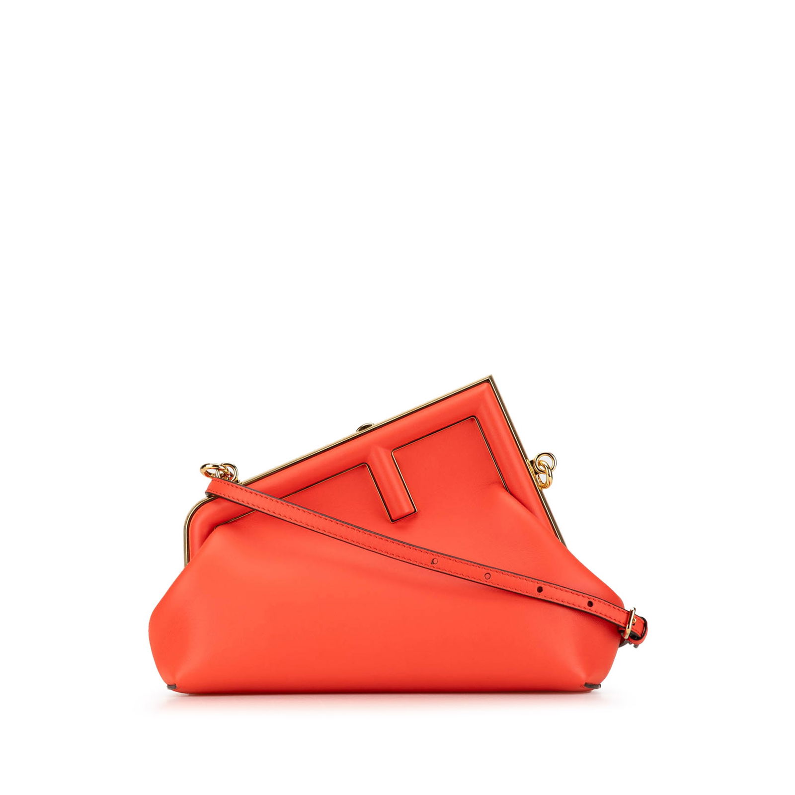 Fendi Small Nappa First Red Leather Crossbody Bag: Fendi Small Nappa First Red Leather Crossbody Bag This stylish Small Nappa Fendi First crossbody bag is crafted from luxurious nappa leather and is designed for both elegance and functionality. It fea