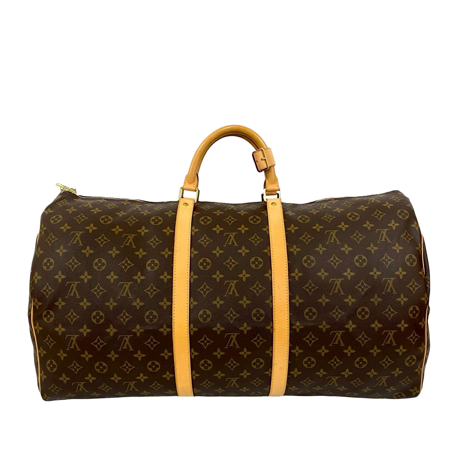 Louis Vuitton Keepall 60 Brown Monogram Canvas Travel Bag with Leather Trim (1 of 8)
