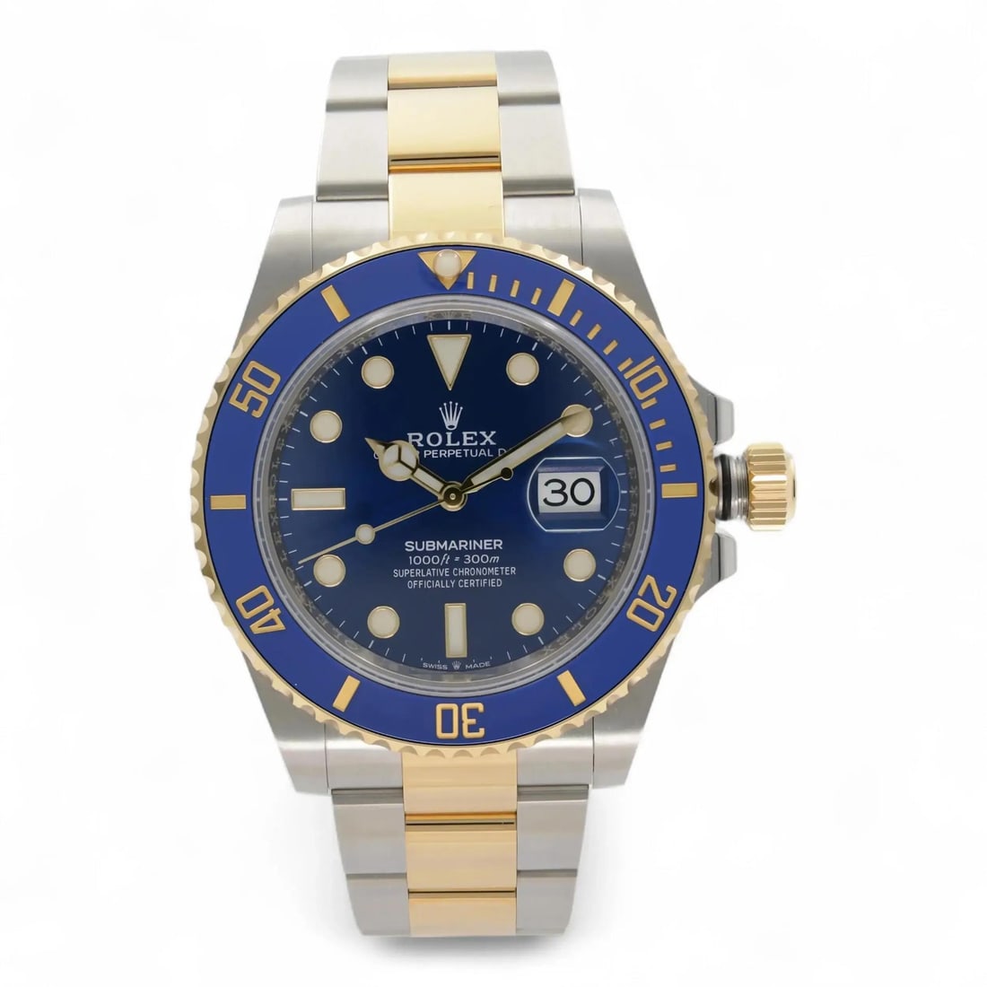 41mm Blue Dial Submariner Automatic Wristwatch Model 126613LB Steel and Yellow Gold: 41mm Blue Dial Submariner Automatic Wristwatch Model 126613LB Steel and Yellow Gold This Rolex Submariner 126613LB is a luxury wristwatch crafted in stainless steel and 18K yellow gold. Featuring a st
