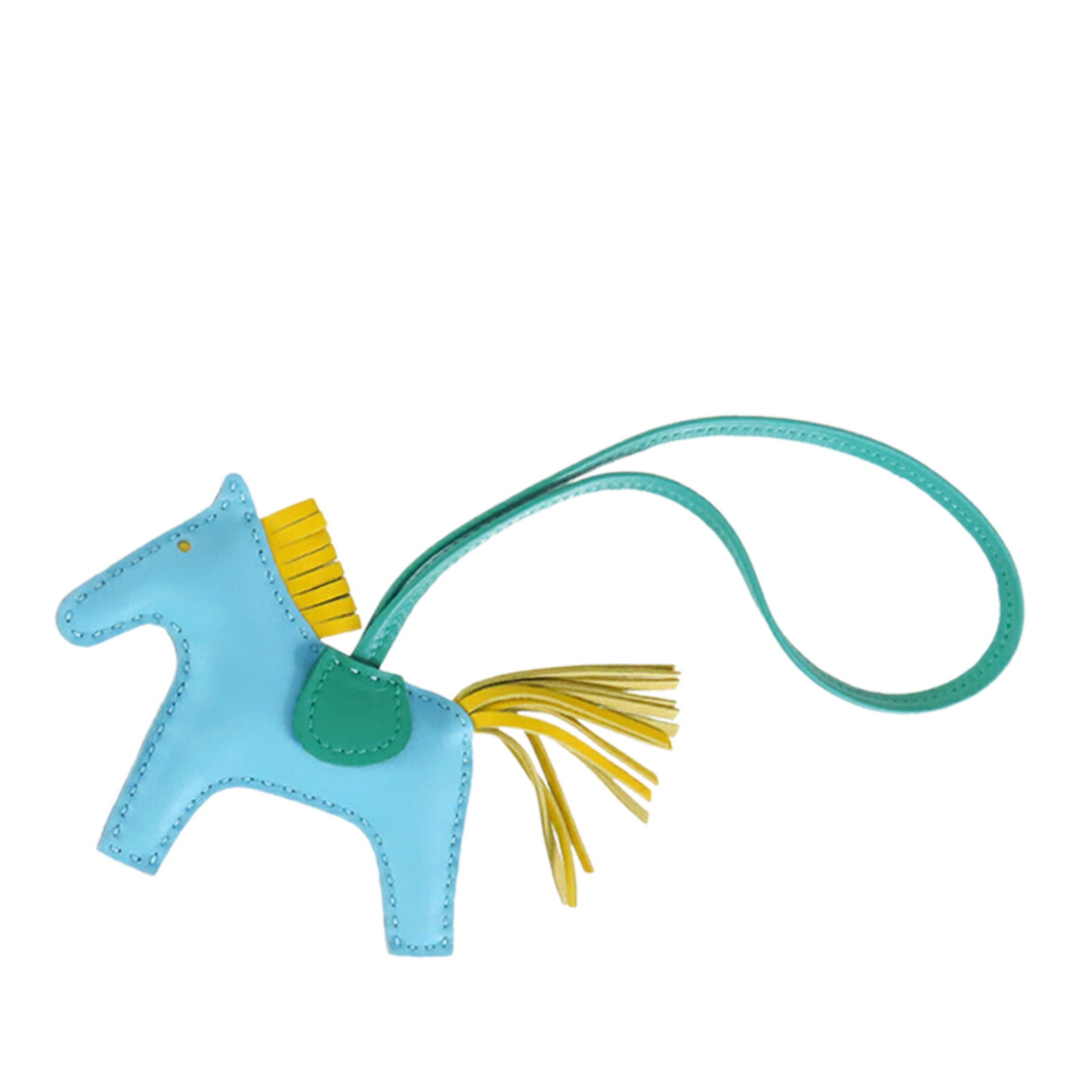 Hermes Rodeo Pegase PM Milo Lambskin Swift Leather Charm in Celeste and Jaune (1 of 12)