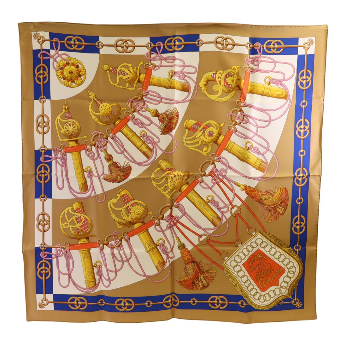 Silk Hermes Scarf in Multicolor Brown and Gold Tones (1 of 11)