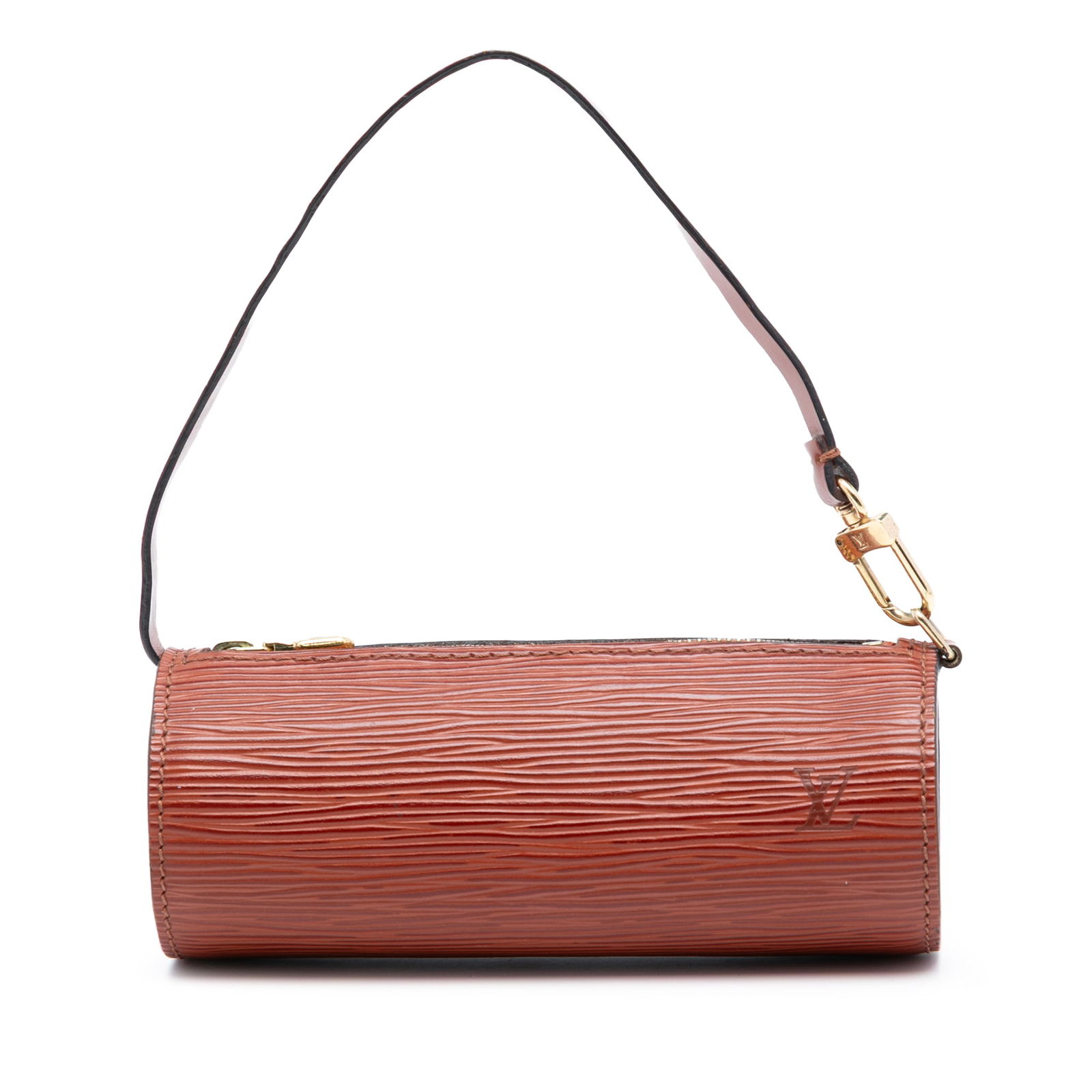 Louis Vuitton Epi Leather Pochette Papillon Brown Shoulder Bag: Louis Vuitton Epi Leather Pochette Papillon Brown Shoulder Bag The Louis Vuitton Epi Pochette Papillon showcases a distinctive epi leather body in brown, complemented by a flat leather strap and a top