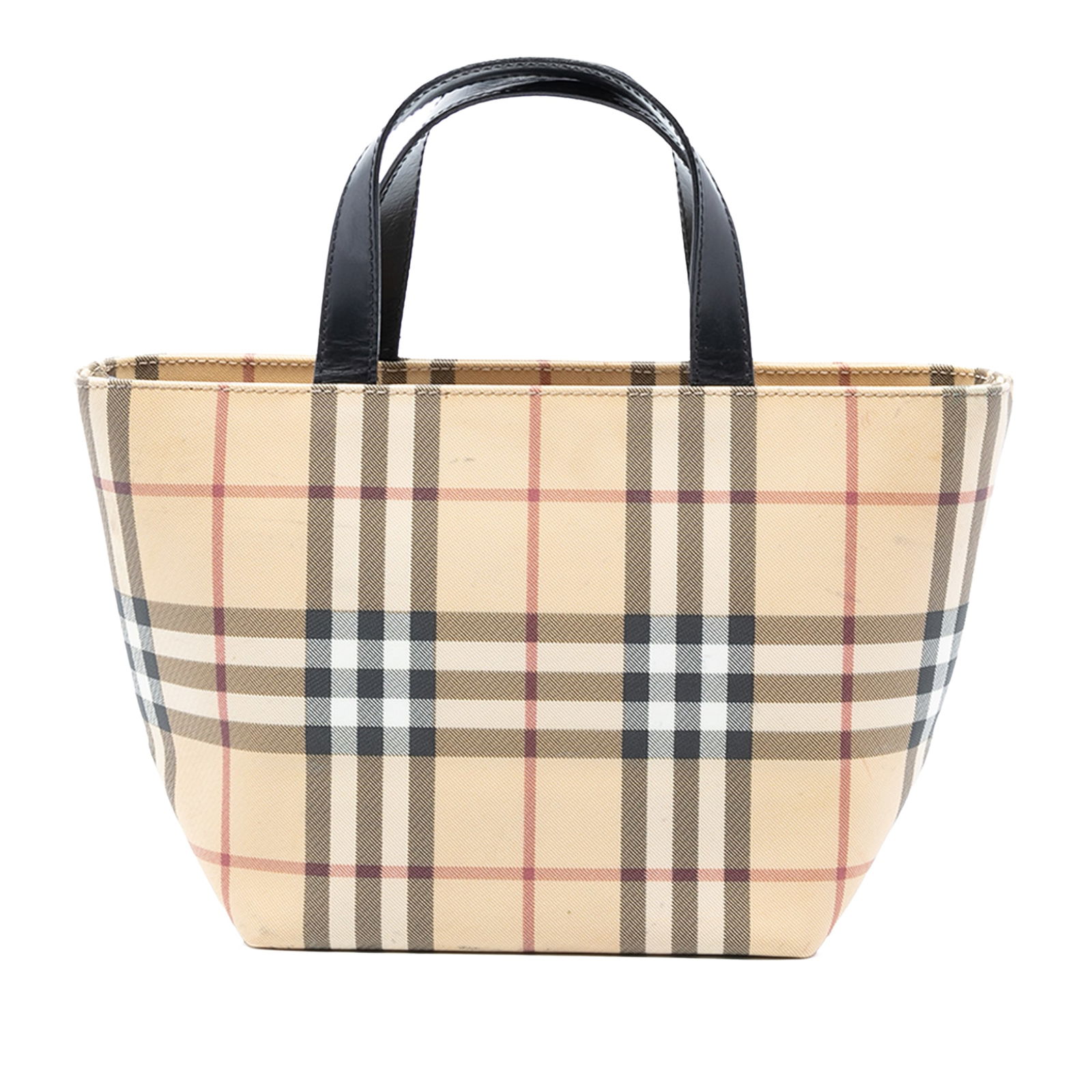 Burberry Mini House Check Brown Canvas Small Tote Bag with Leather Straps (1 of 6)