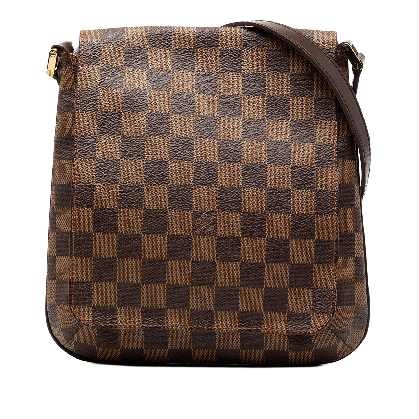 Louis Vuitton Musette Salsa Damier Ebene Canvas Shoulder Bag with Long Strap: Louis Vuitton Musette Salsa Damier Ebene Canvas Shoulder Bag with Long Strap The Louis Vuitton Damier Ebene Musette Salsa Long Strap features a damier canvas body with a brown color scheme, an adjusta
