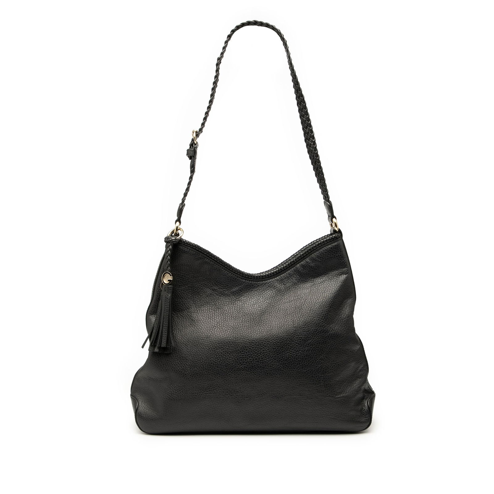 Black Marrakech Leather Shoulder Bag with Woven Strap by Gucci (1 of 8)