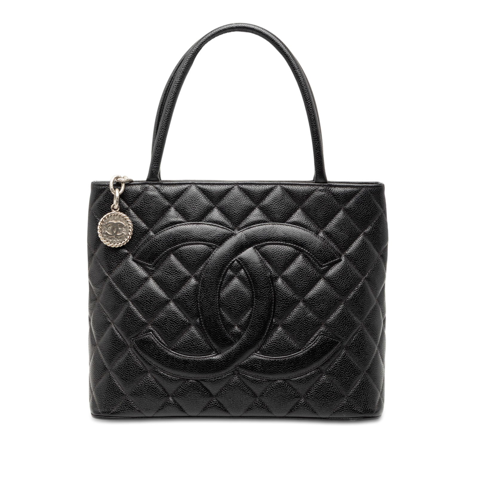 Chanel Black Caviar Leather Medallion Tote Quilted Handbag (1 of 8)