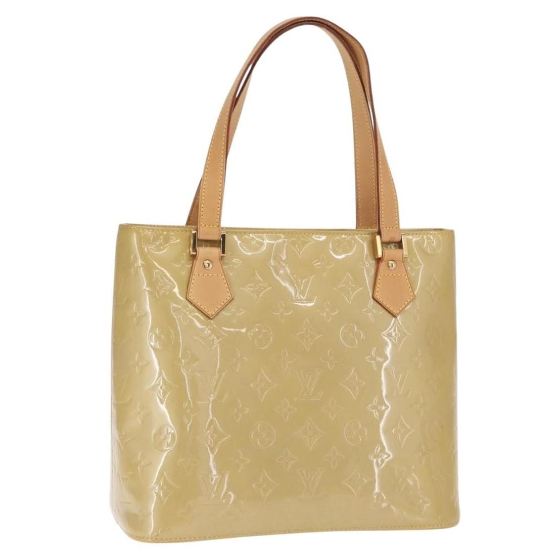 LOUIS VUITTON Monogram Vernis Houston Hand Bag Beige M91004 Auth (1 of 18)