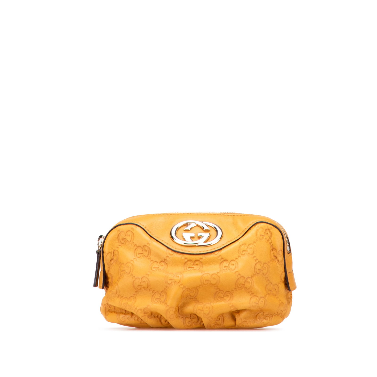 Gucci Guccissima Pouch Yellow Leather Zip Closure: Gucci Guccissima Pouch Yellow Leather Zip Closure Elevate your accessory game with the Guccissima Pouch, a stylish and practical piece from Gucci. This pouch is crafted from embossed leather, showcasi