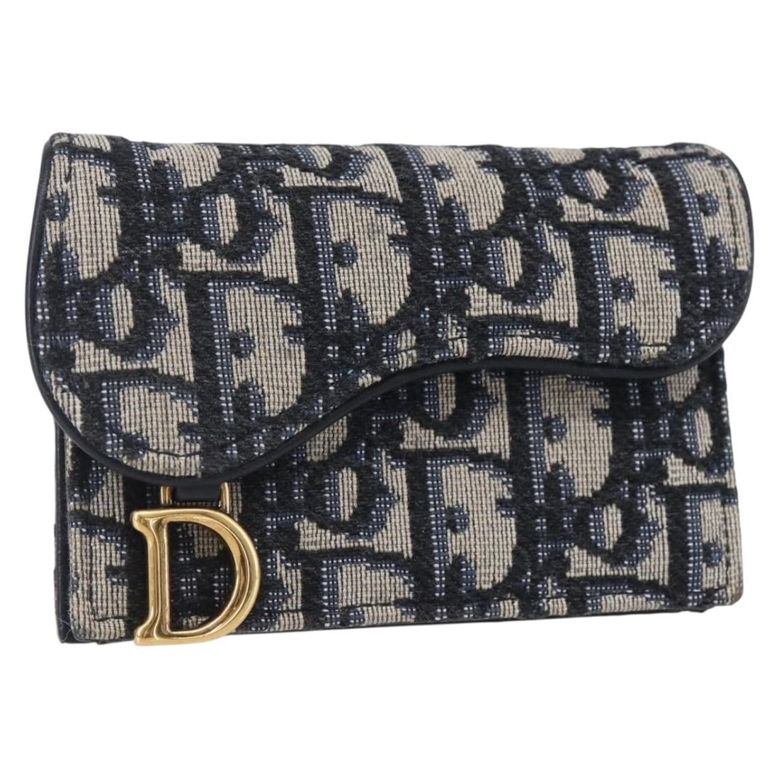 Navy Canvas Card Case Saddle Model by Christian Dior: Navy Canvas Card Case Saddle Model by Christian Dior This Christian Dior Saddle Card Case features the iconic Oblique canvas design in navy. Crafted for women, it offers a compact and stylish way to o