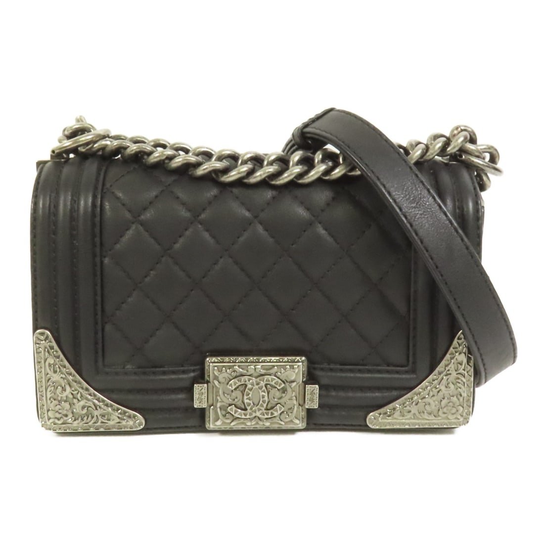 CHANEL Boy 20 Black Calfskin Chain Shoulder Bag (1 of 15)