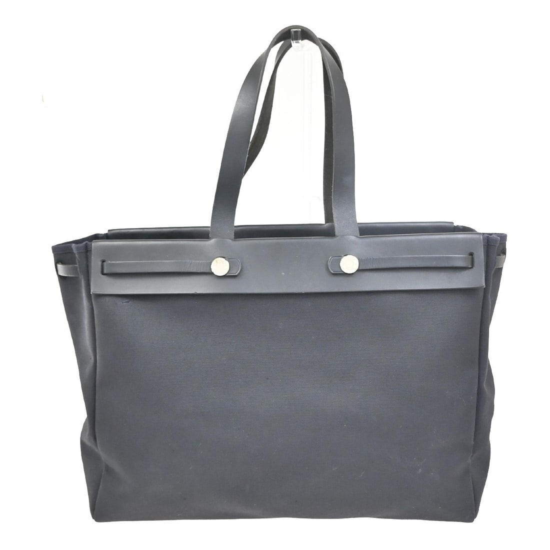 Hermes Herbag Cabas Black Canvas and Leather Tote Bag (1 of 16)