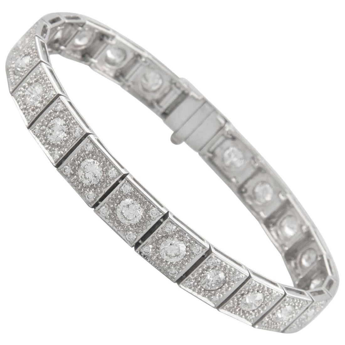 Art Deco Inspired 6.32ct Diamond Tennis Bracelet 18k White Gold GIA Appraisal (1 of 4)