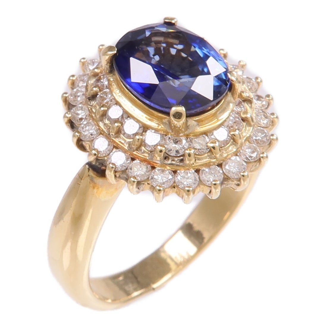 Sapphire and Diamond Yellow Gold Ring Size 5.25 K18 (1 of 10)