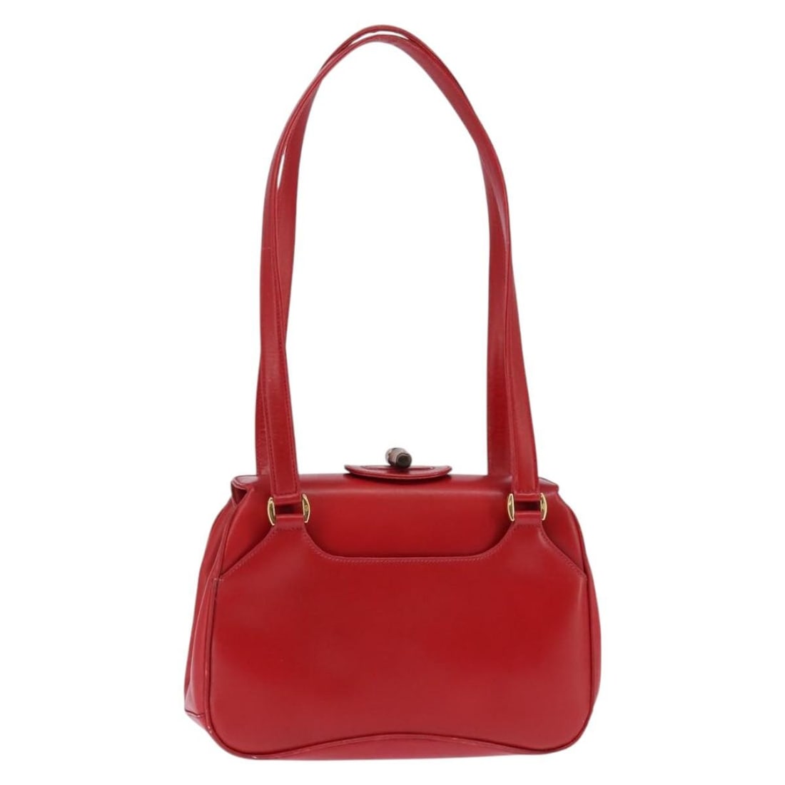 Red Leather Gucci Bamboo Shoulder Handbag Vintage Style (1 of 18)