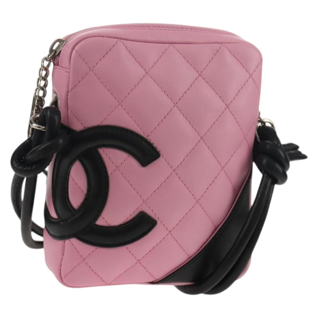Pink Leather Cambon Pouch by Chanel Quilted Zip Design (1 of 18)
