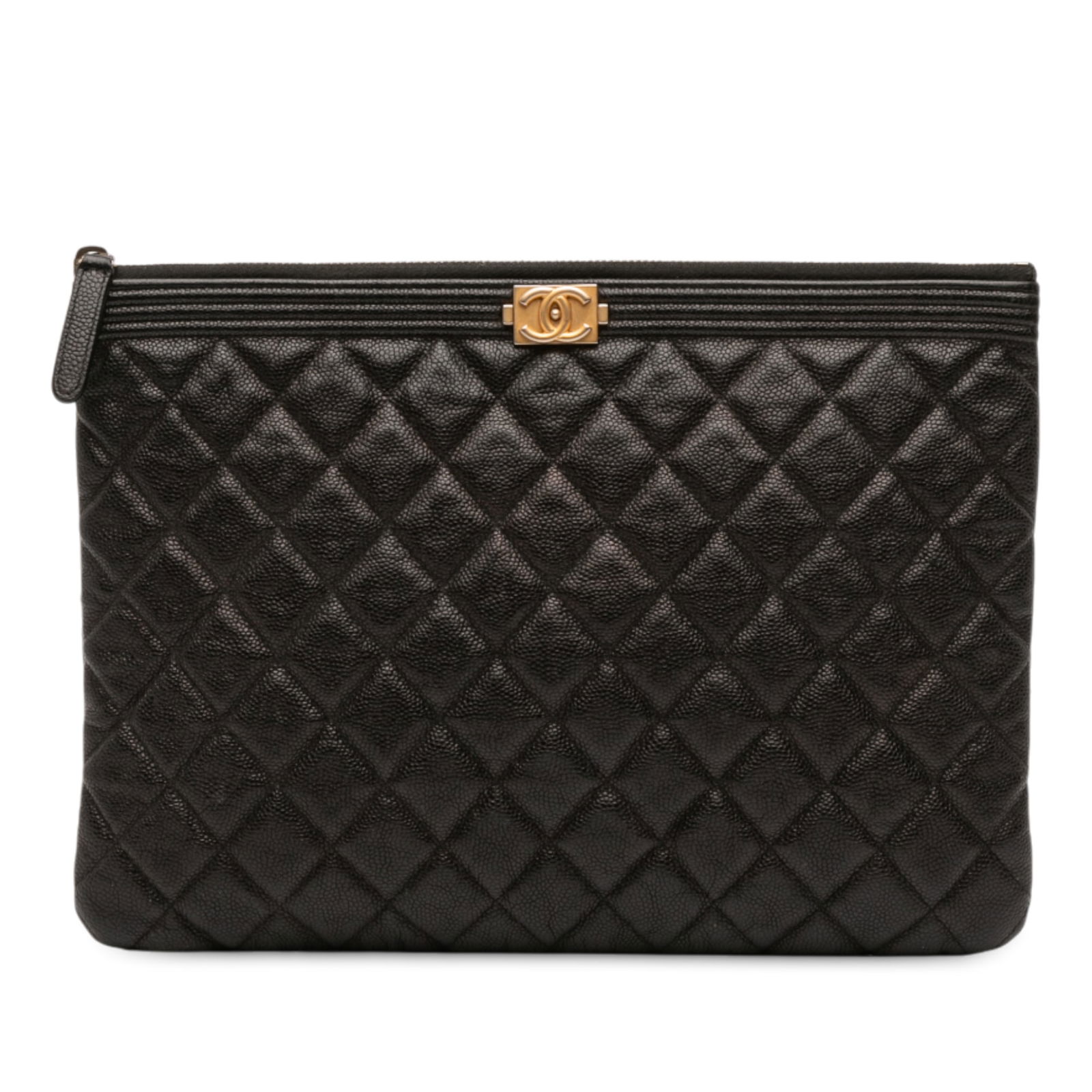 Chanel Medium Quilted Caviar Boy O Case Clutch Bag Black (1 of 11)