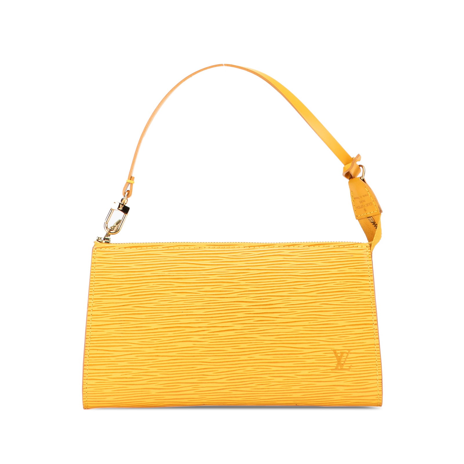 Louis Vuitton Epi Pochette Accessoires Yellow Leather Bag: Louis Vuitton Epi Pochette Accessoires Yellow Leather Bag The Louis Vuitton Epi Pochette Accessoires is a stylish and functional accessory crafted from high-quality epi leather. This bag features a fl