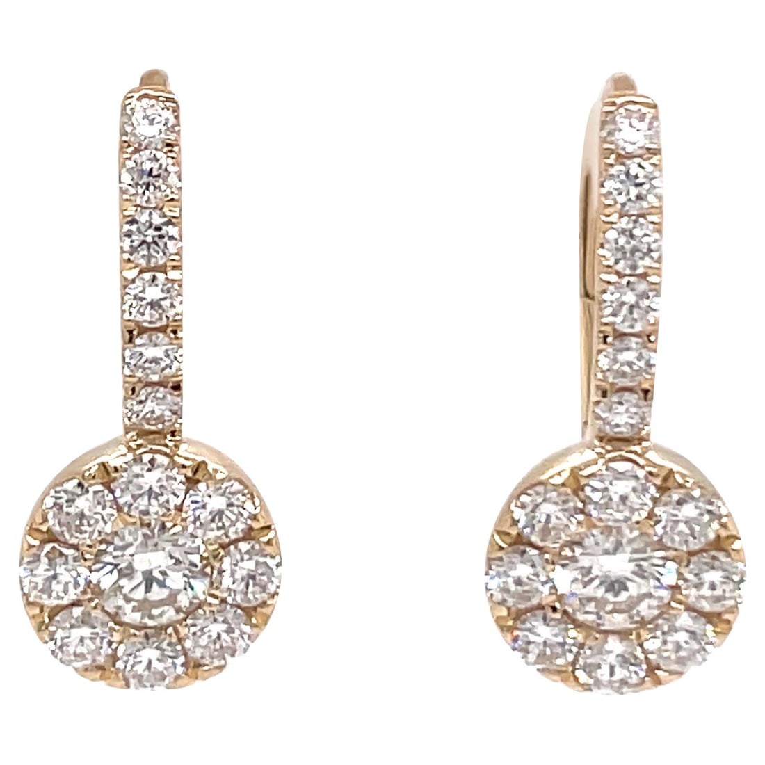 Harbor Diamonds 14K Yellow Gold Diamond Cluster Drop Earrings 0.82 Carats (1 of 13)