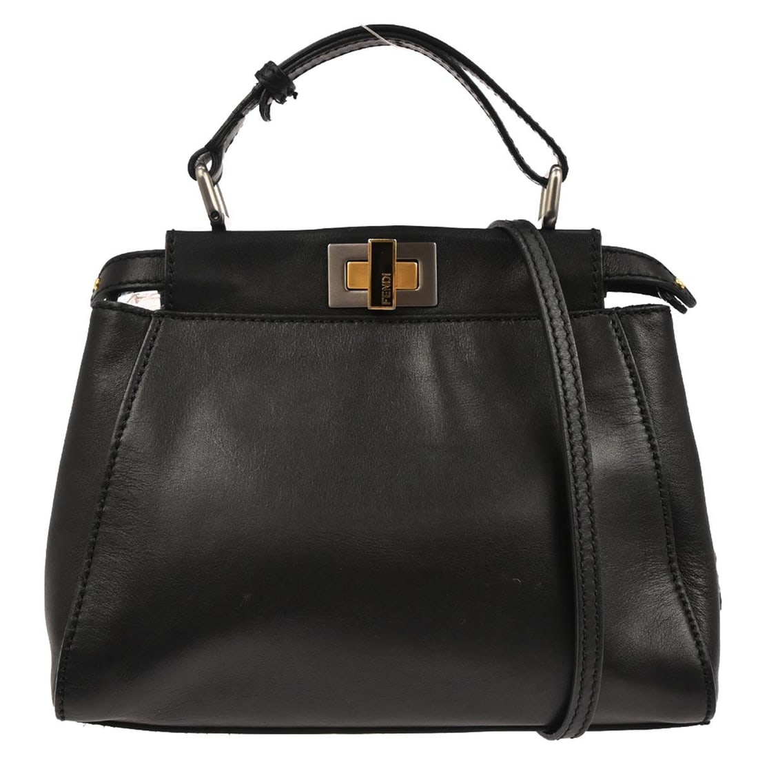 Fendi Peekaboo Small Black Leather Satchel With Adjustable Strap 8BN227-FZN-128-2372 (1 of 10)