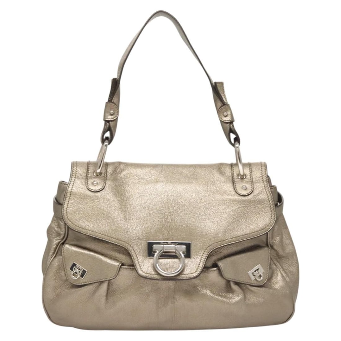 Gancini Leather Shoulder Bag by Salvatore Ferragamo Gold (1 of 18)